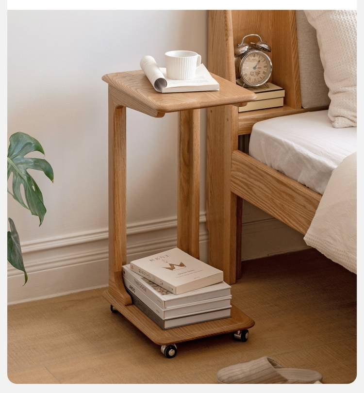 Oak Solid Wood Modern Minimalist Movable Nightstand