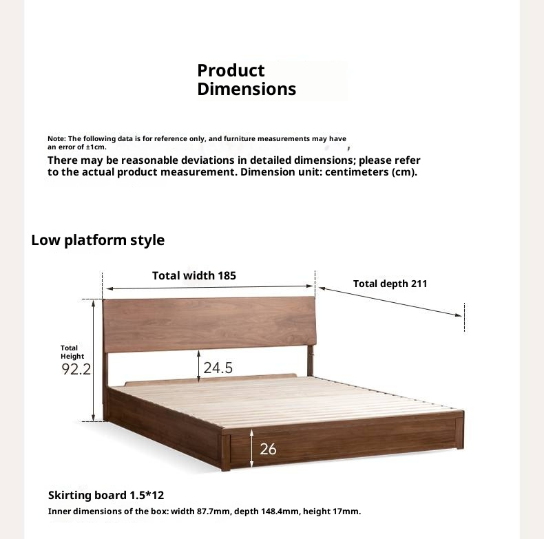 Black Walnut Solid Wood Box Bed Simple Modern Nordic Style