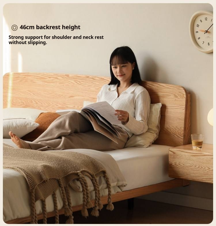 Oak Solid Wood Bed — Simple Floating Bed Design