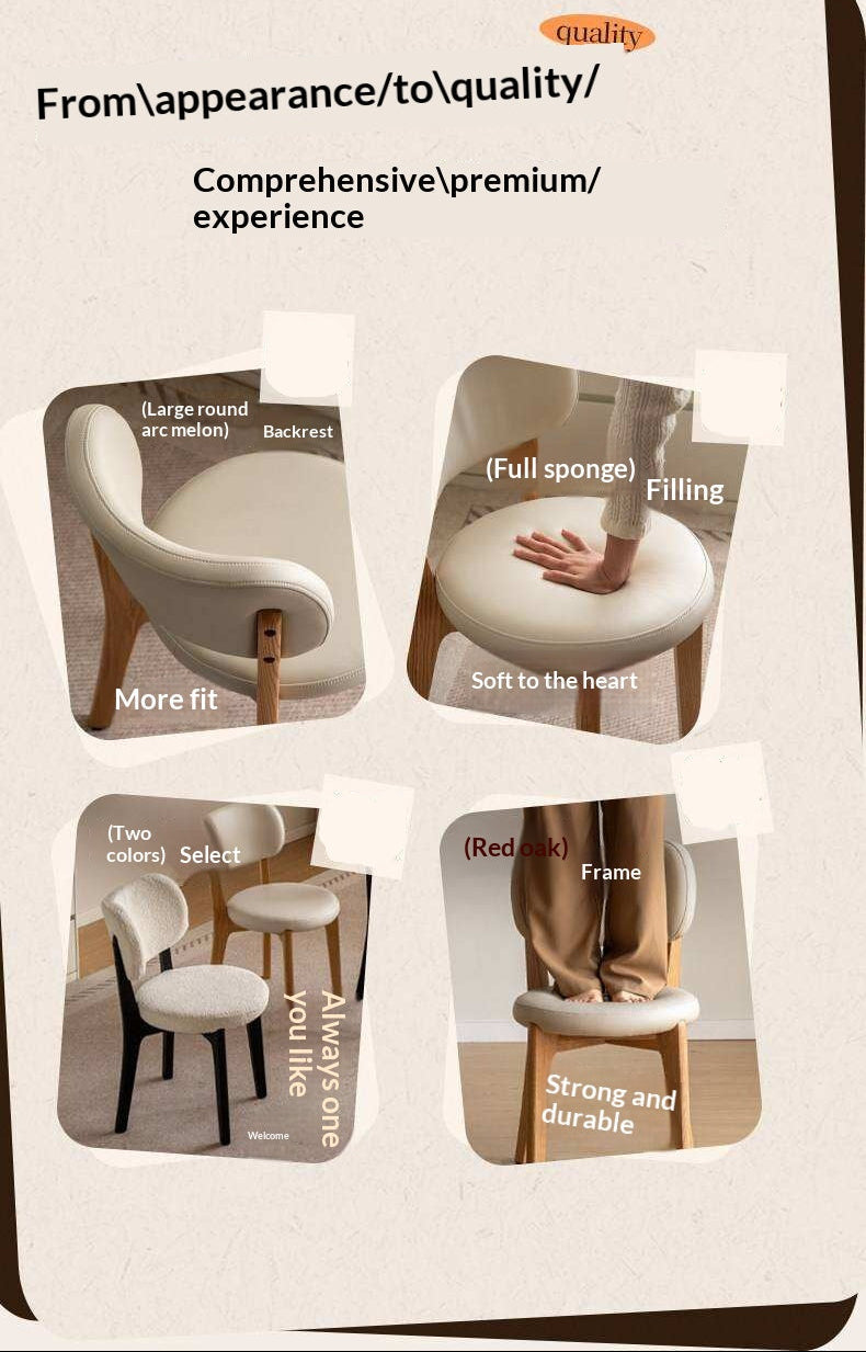 Oak Solid Wood Modern Velvet Soft Makeup Stool