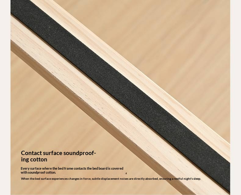 Beech Solid Wood Platform Bed, Headboard-Free Bed