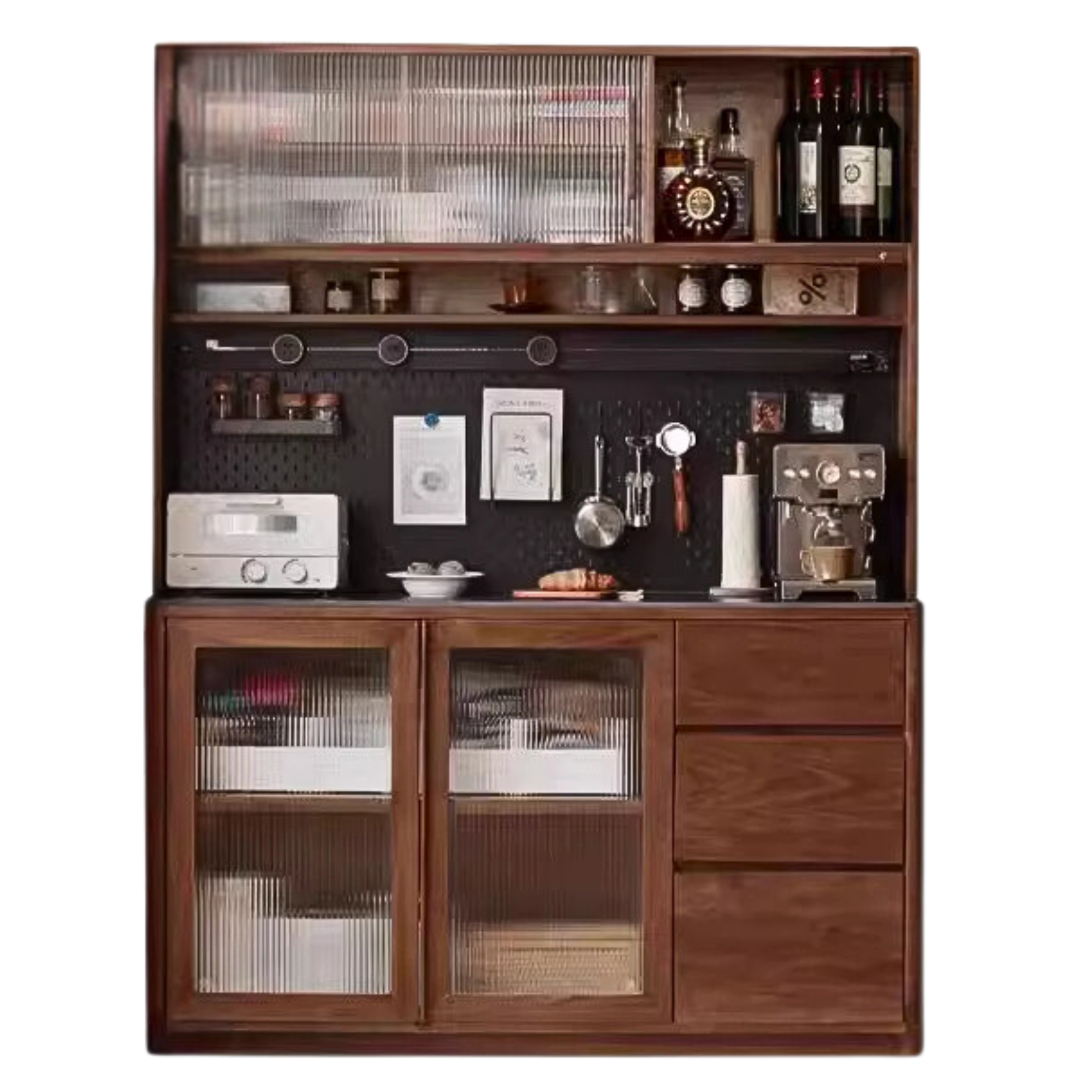 Black Walnut, Ash, Sandalwood Solid Wood Sideboard Hole Storage