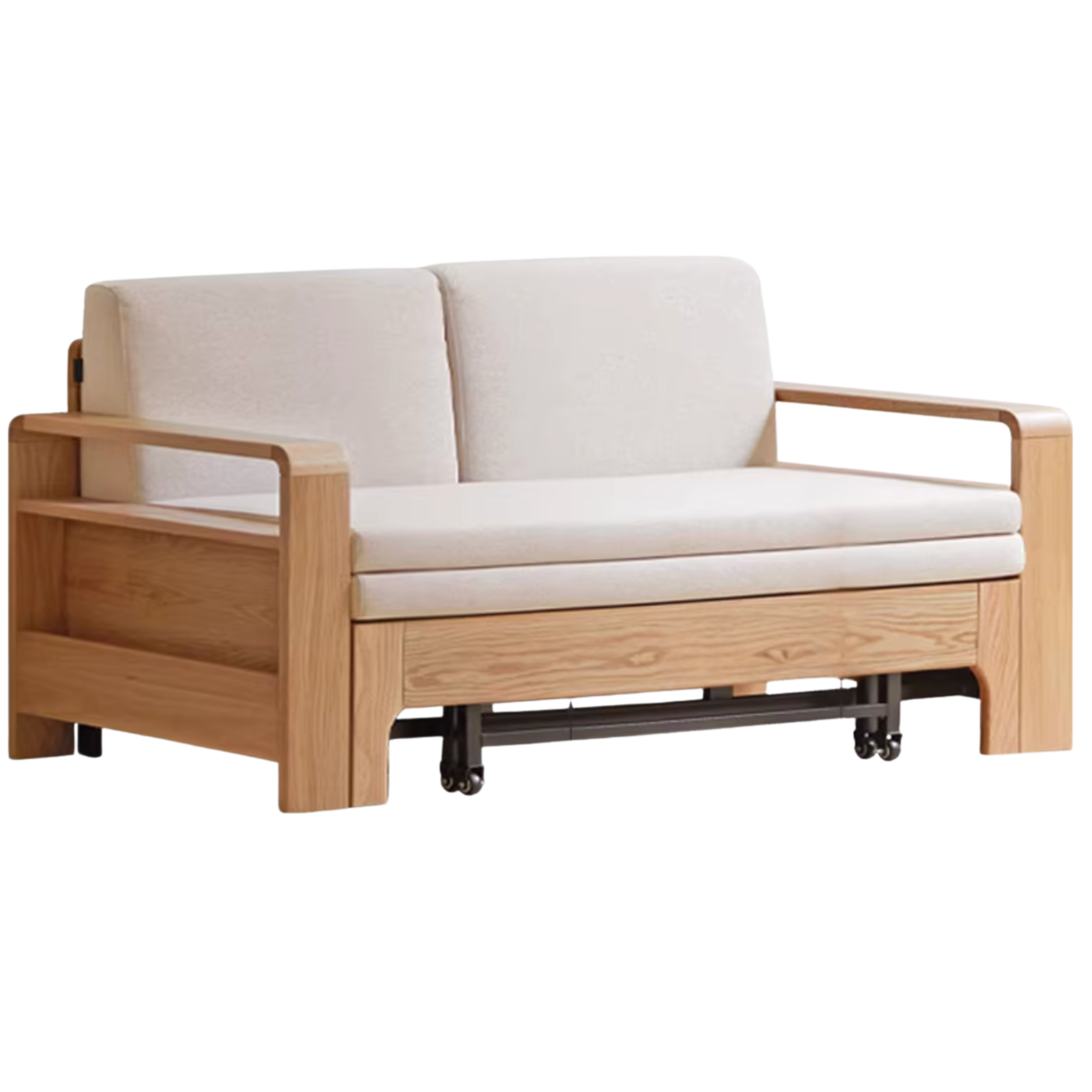 Oak Solid Wood Multi-function Sleeper Sofa.