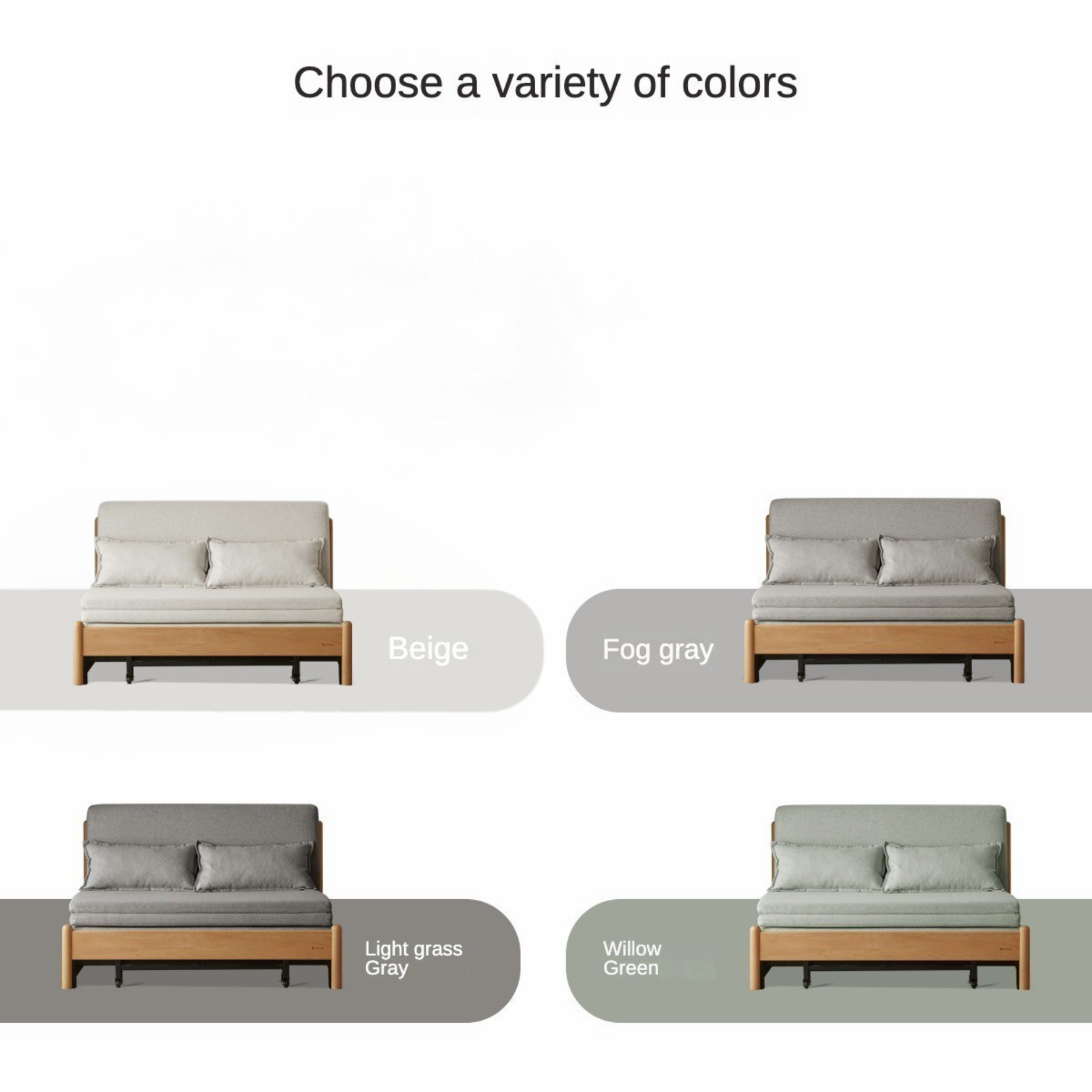 Beech Solid Wood Sofa Bed, Sleeper Sofa.