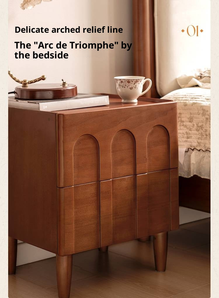 Poplar Solid Wood French Antique Style Nightstand