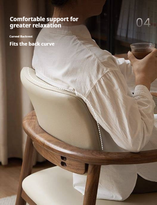 Black Walnut Solid Wood Dining Chair with Backrest