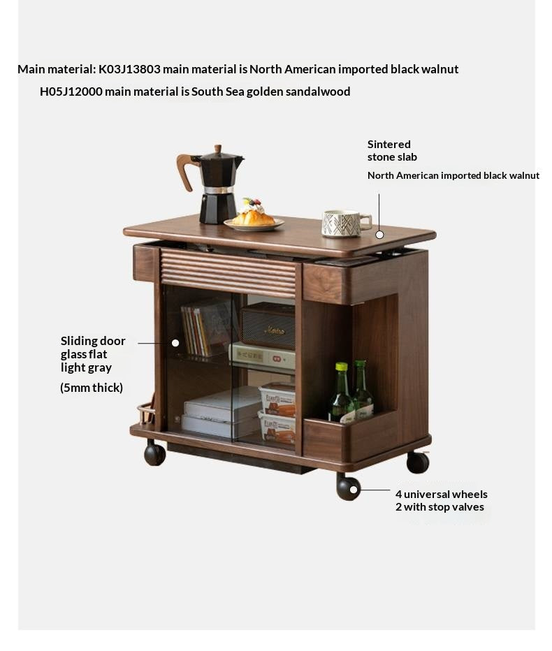 Black Walnut Solid Wood Italian Light Luxury Style Side Table