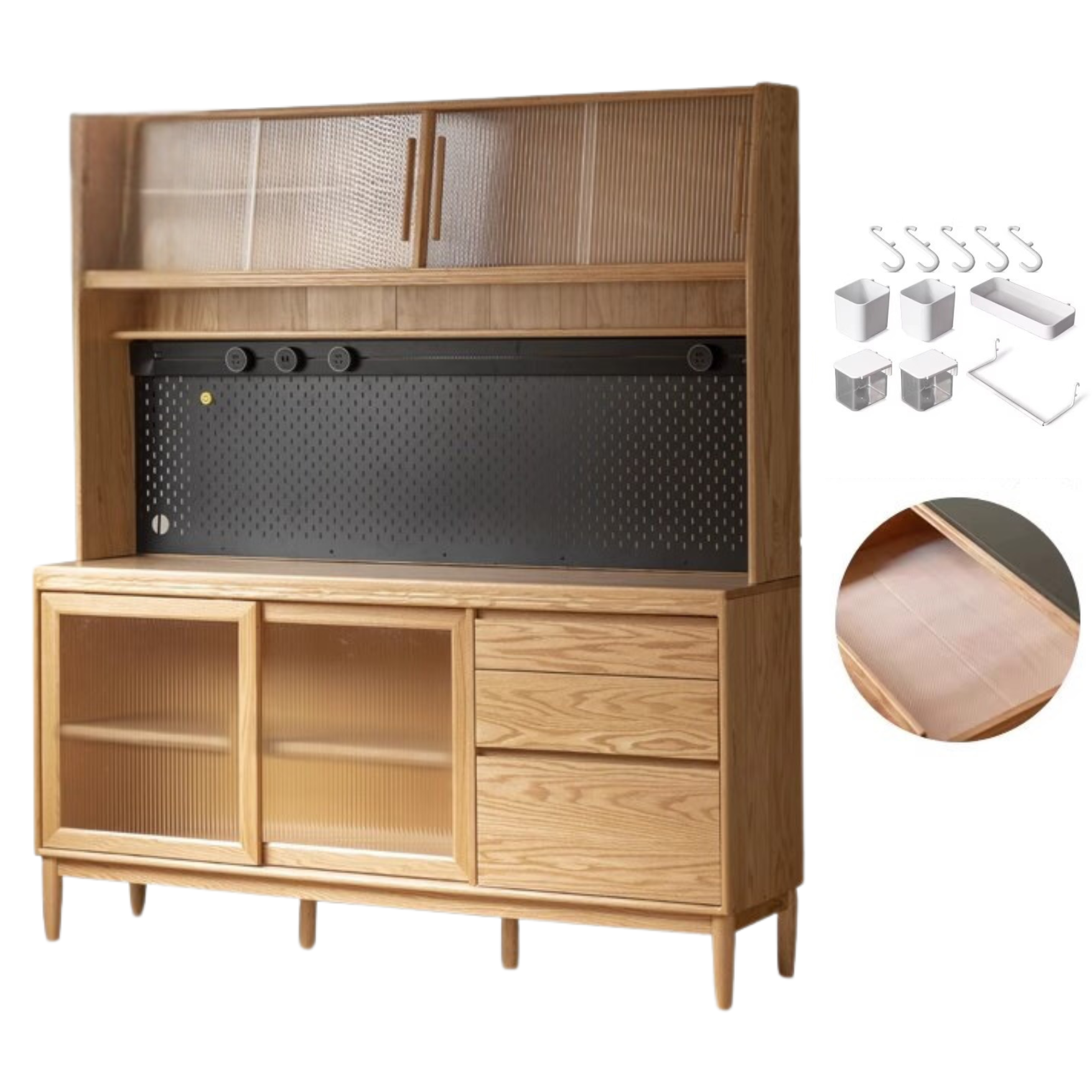Oak, Ash Solid Wood Large Capacity Storage Sideboard