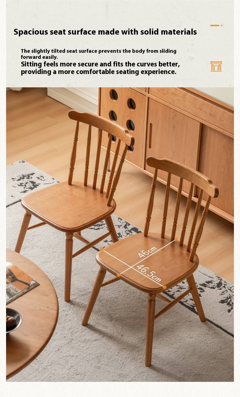 Set 4 pcs Cherry Solid Wood Retro Backrest Chair