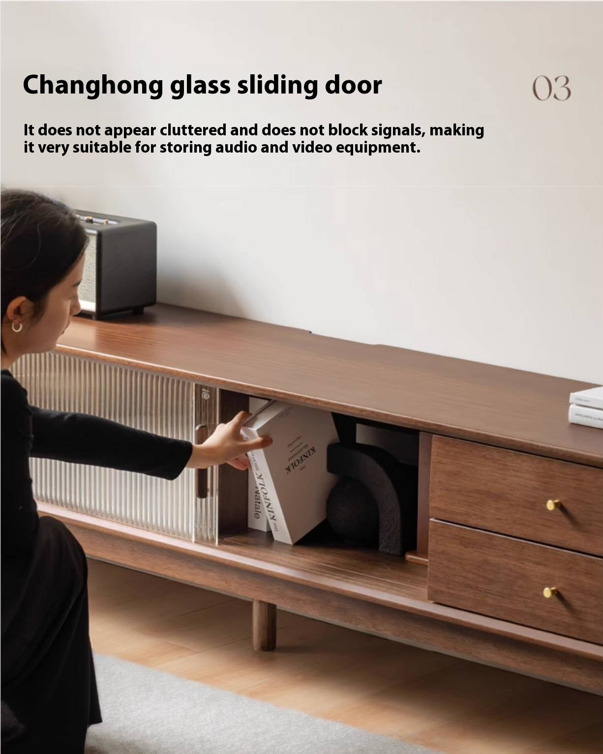 Sandalwood Solid Wood Modern TV Stand