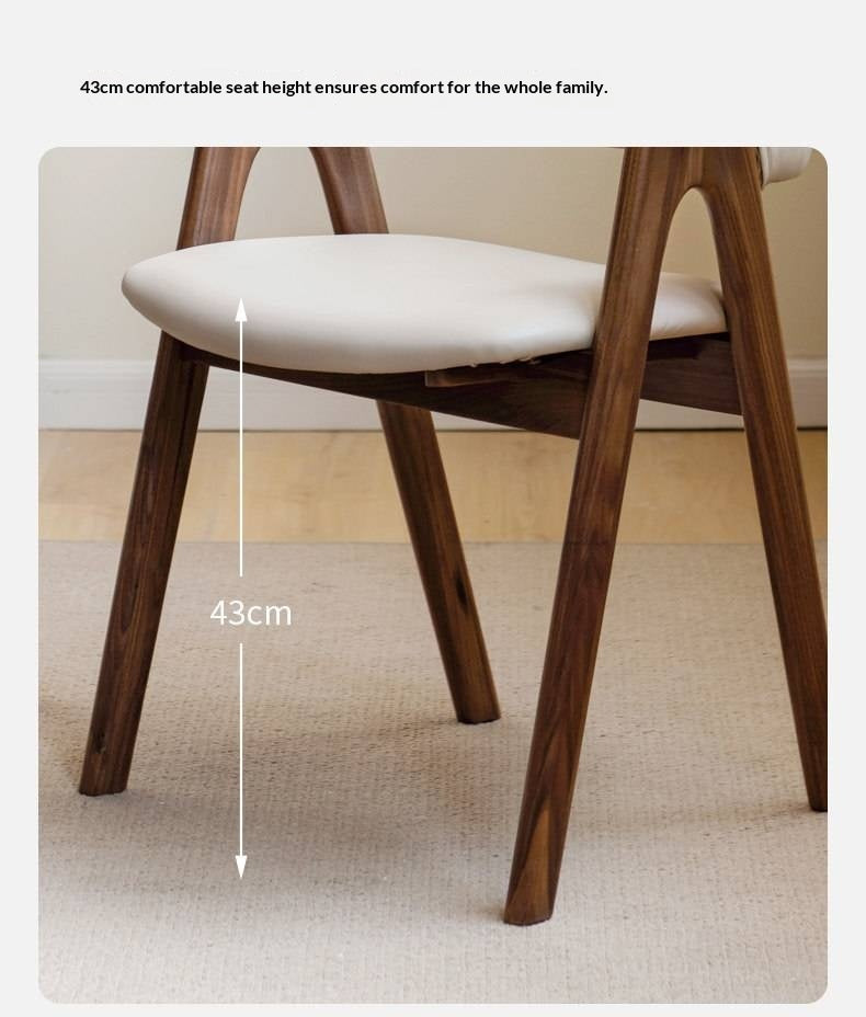 Set 4 pcs Black Walnut, Oak Solid Wood, Solid RubberWood Upholstered Dining Chair with Inverted V-Shape Legs