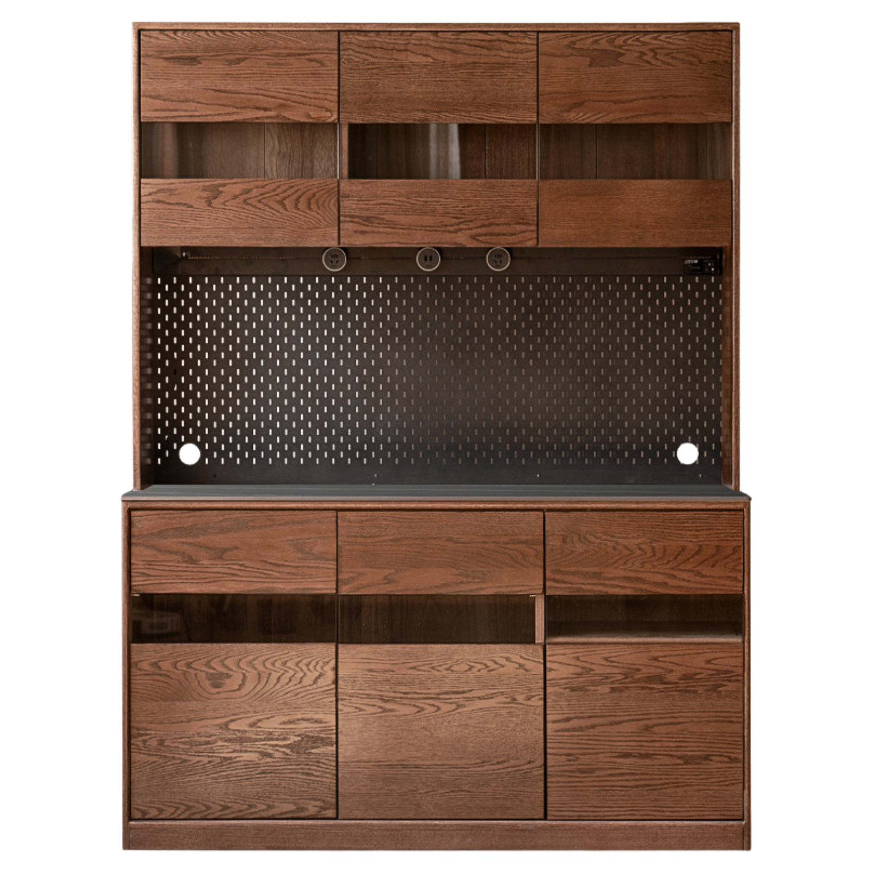 Oak Solid Wood Dining Storage Sideboard Against The Wall