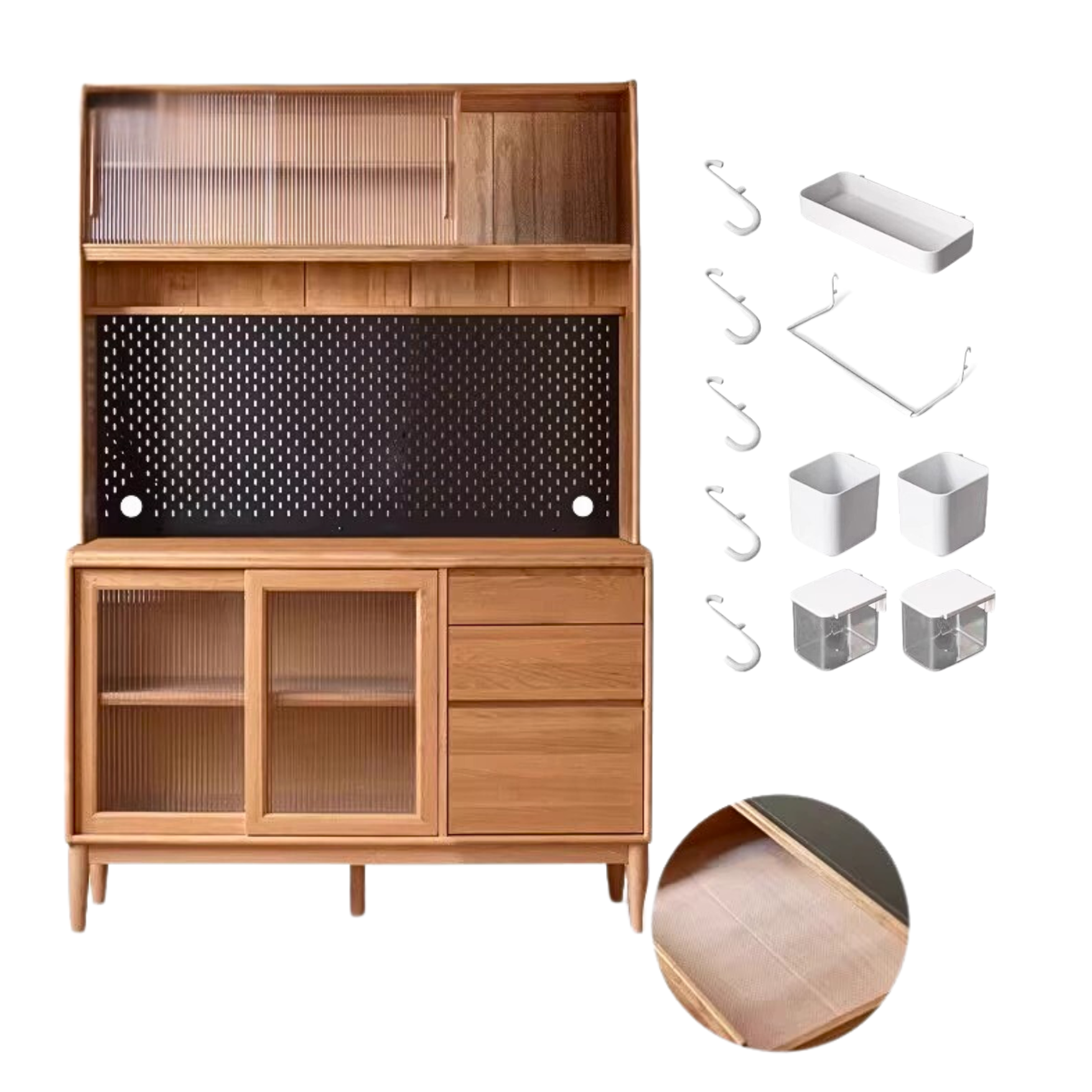 Cherry, Oak, Birch Solid Wood Rock Board Dining Cabinet Integrated High