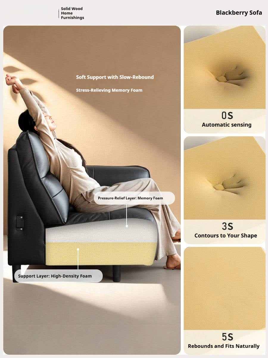 Genuine Leather Sofa, Italian Style High-Back