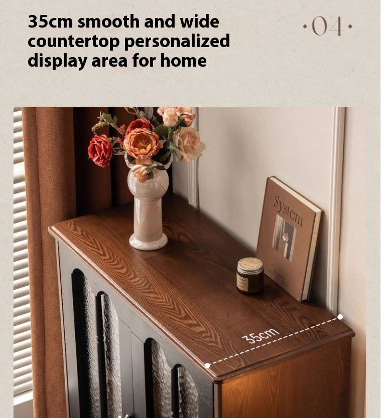 Ash Solid Wood French Retro Side Cabinet.