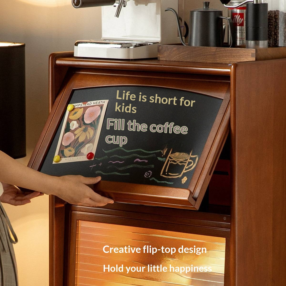 Poplar Solid Wood Vintage Style Flip Door Bookcase