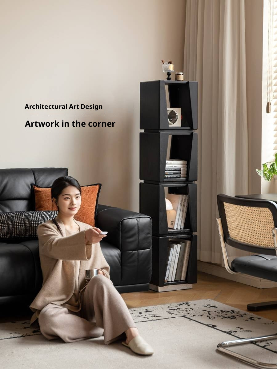 Oak Solid Wood Narrow Bauhaus Style Bookshelf