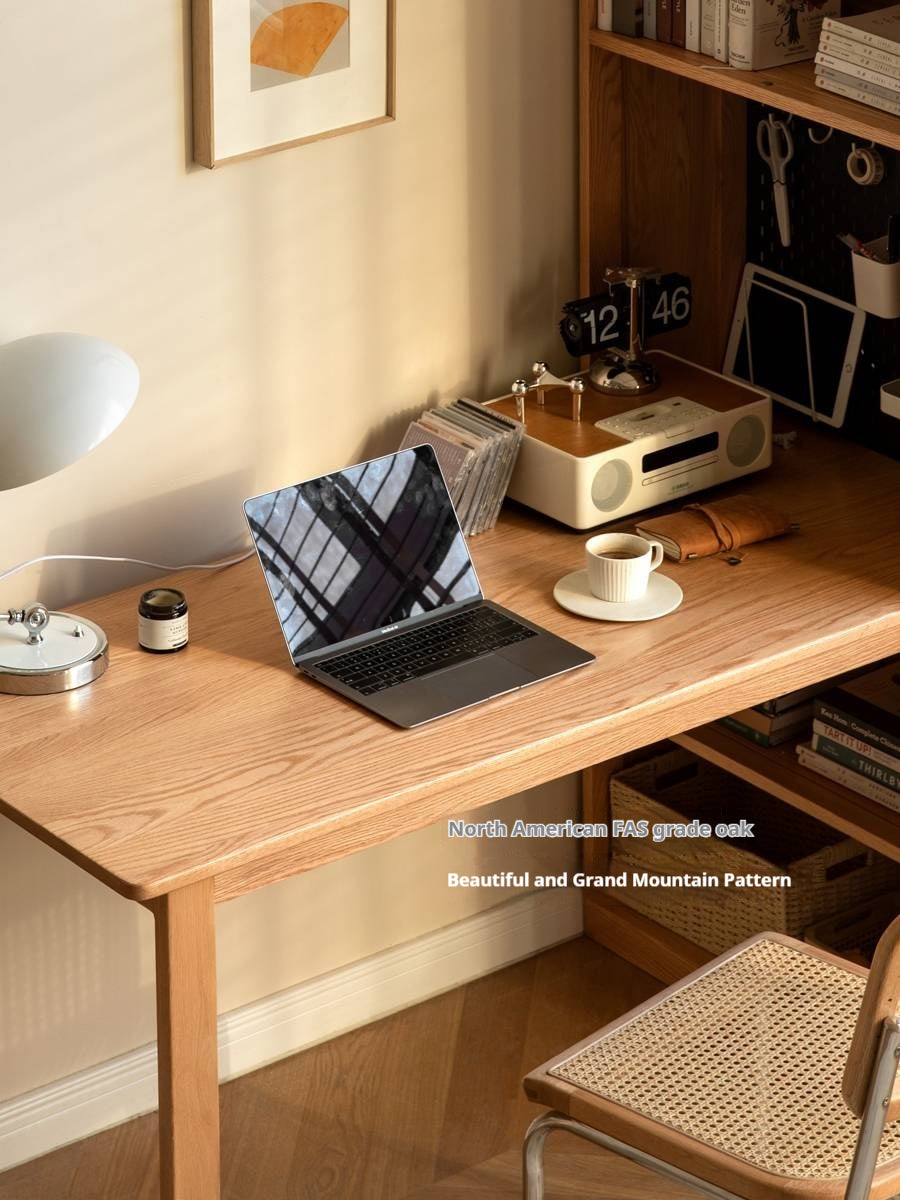 Oak Solid Wood Integrated Desk Cabinet