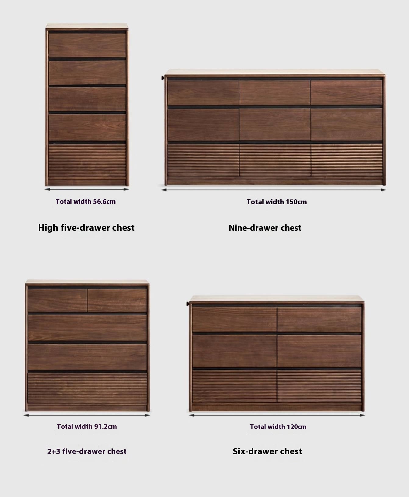 Black Walnut Solid Wood Italian Light Luxury Drawer