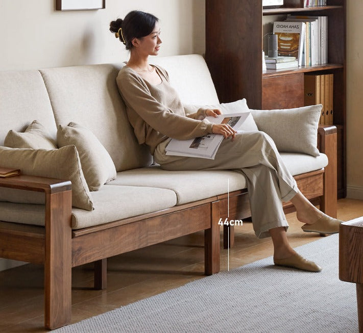 Black Walnut, Solid Sandalwood Fabric Sofa Nordic Dual-purpose Sofa-