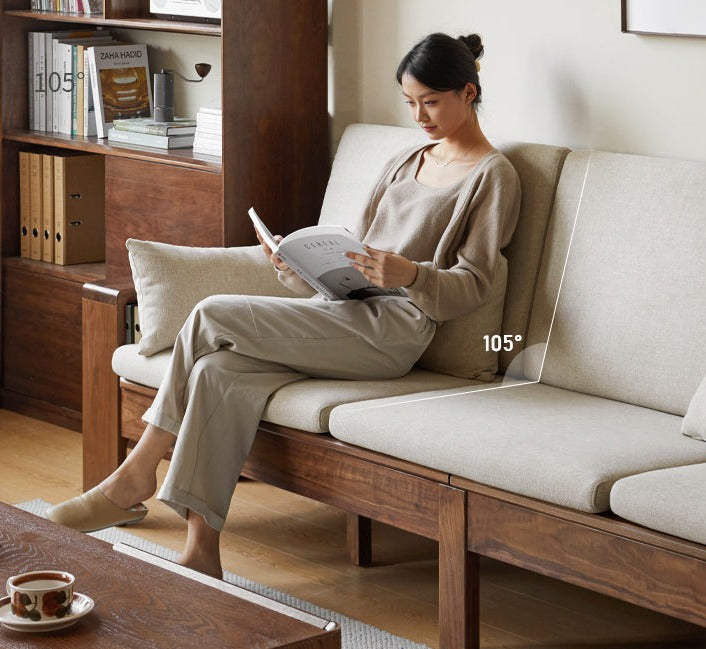 Black Walnut, Solid Sandalwood Fabric Sofa Nordic Dual-purpose Sofa-