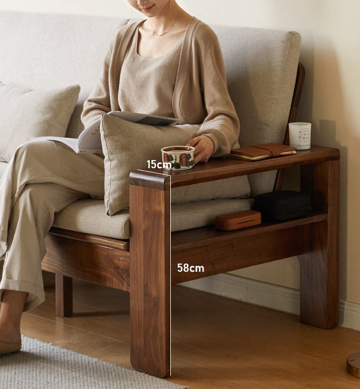 Black Walnut, Solid Sandalwood Fabric Sofa Nordic Dual-purpose Sofa-