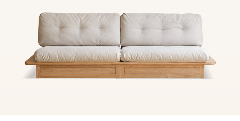 Oak Solid Wood dual-use Fabric Storage Sofa.