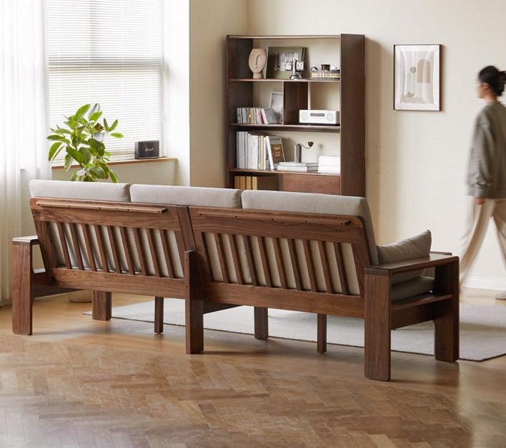 Black Walnut, Solid Sandalwood Fabric Sofa Nordic Dual-purpose Sofa-