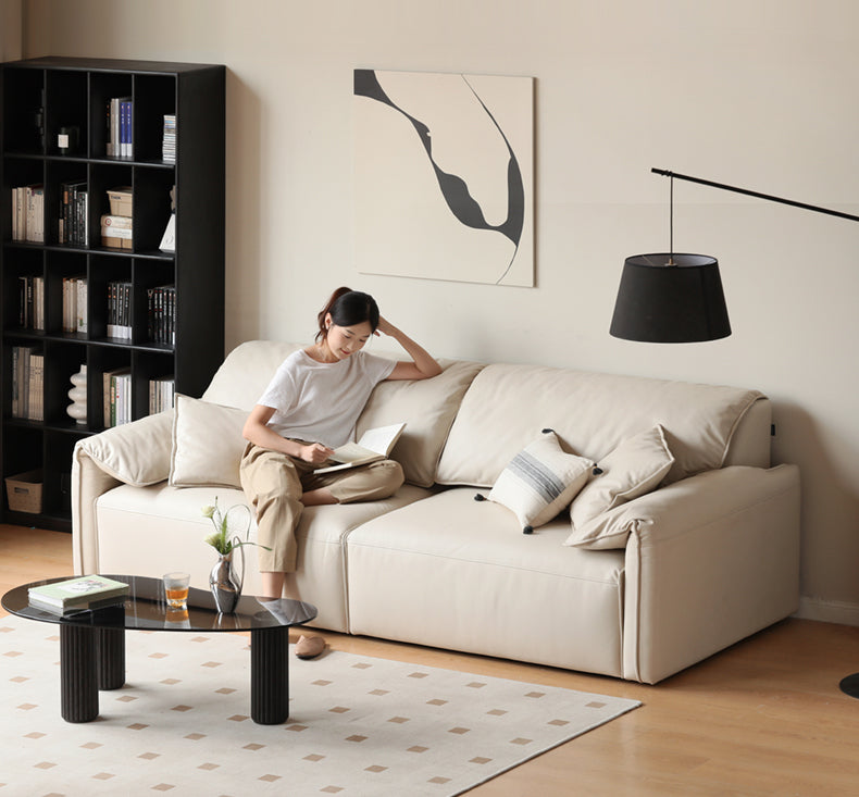 Electric Foldable Dual-purpose Cream Style White Elephant Ear Retractable Sofa Bed.