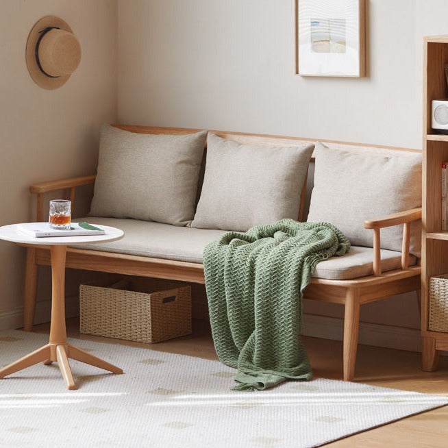 Oak Solid Wood Windsor Sofa Winter/Summer Dual Use.