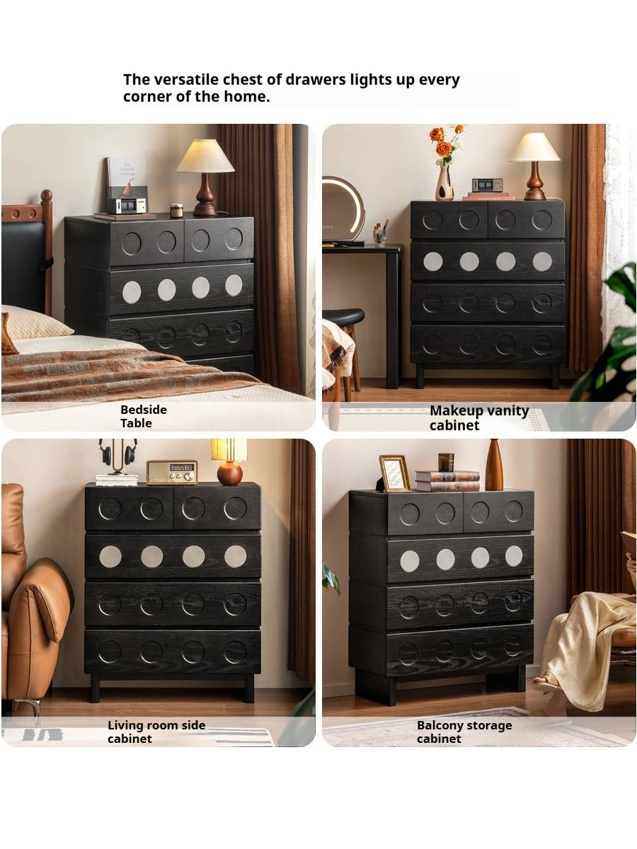 Oak Solid Wood Vintage Style Five-Drawer Chest