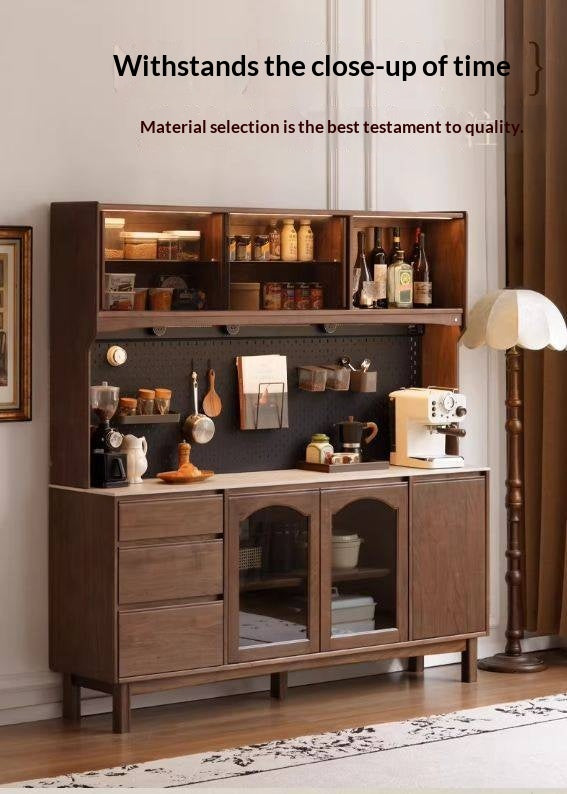 Black Walnut Solid Wood Retro Buffet Cabinet, Sideboard