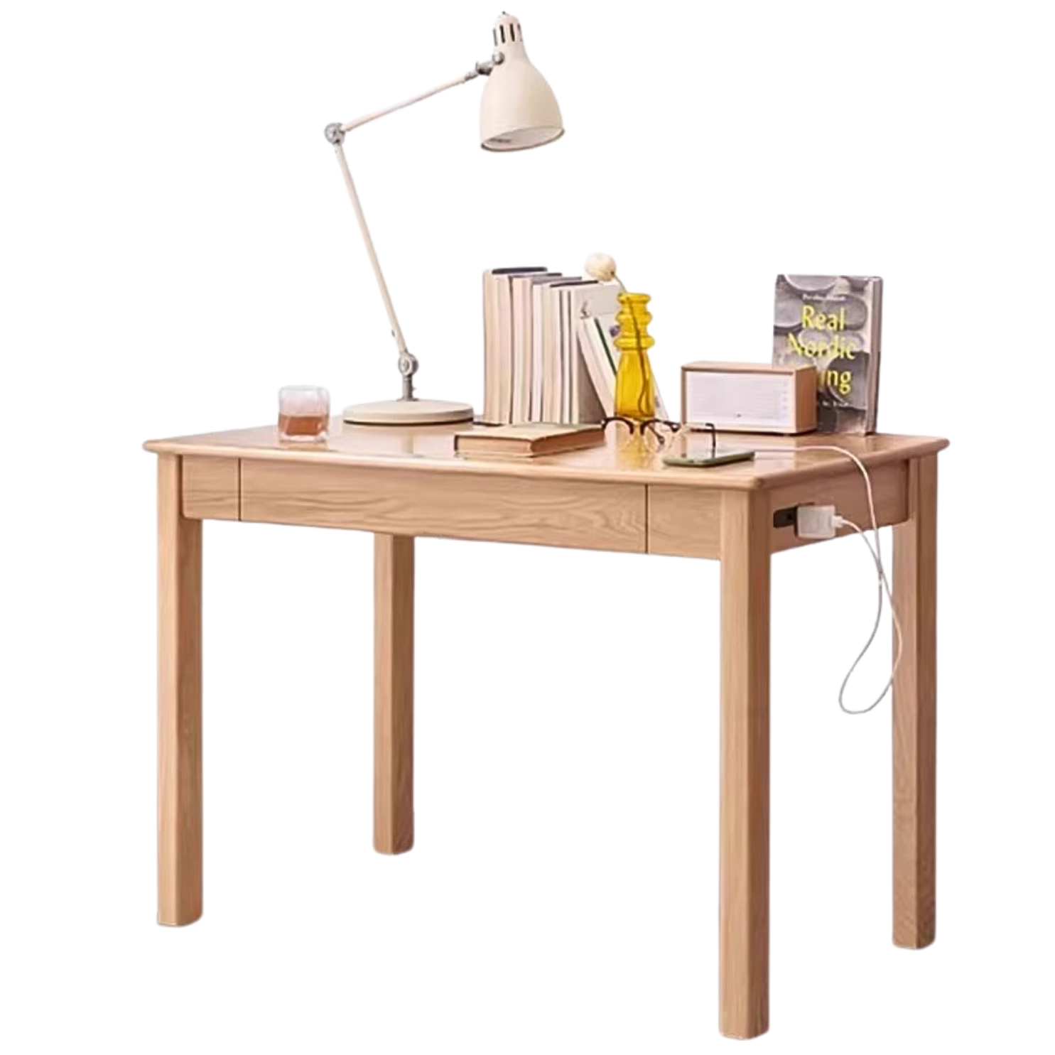 Oak, Ash Solid Wood USB Office Desk