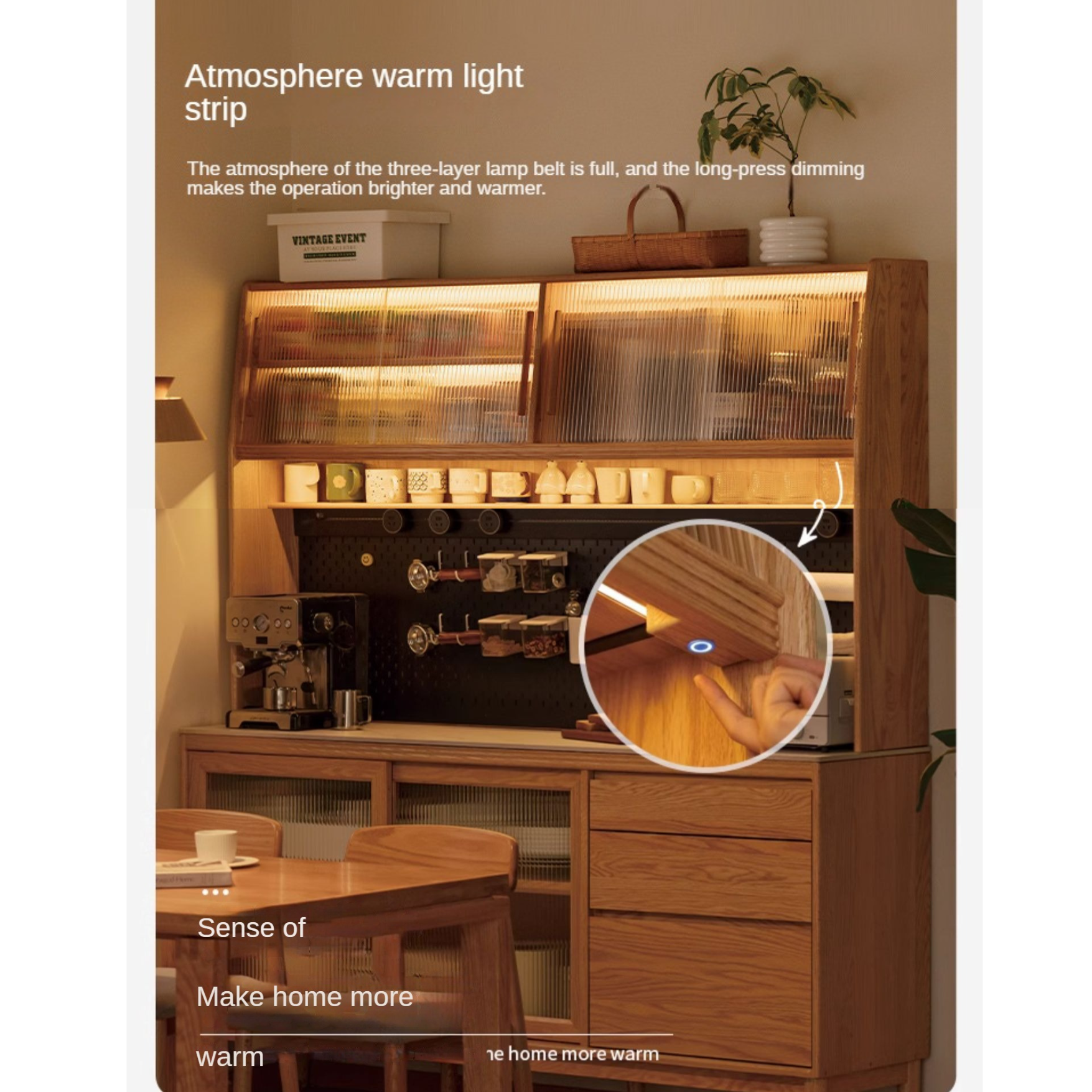 Oak, Ash Solid Wood Large Capacity Storage Sideboard