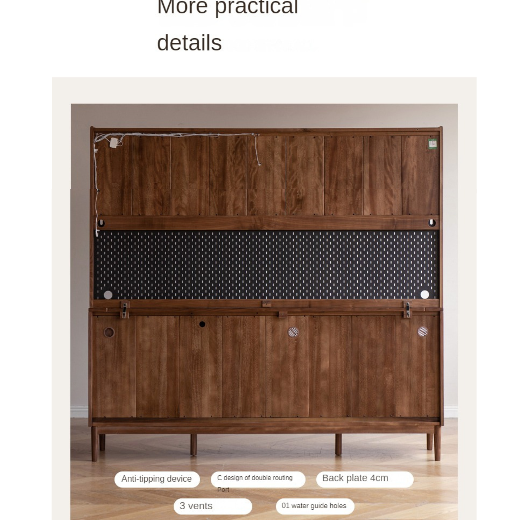 Black Walnut, Oak, Sandalwood Solid Wood Rock Board Sideboard
