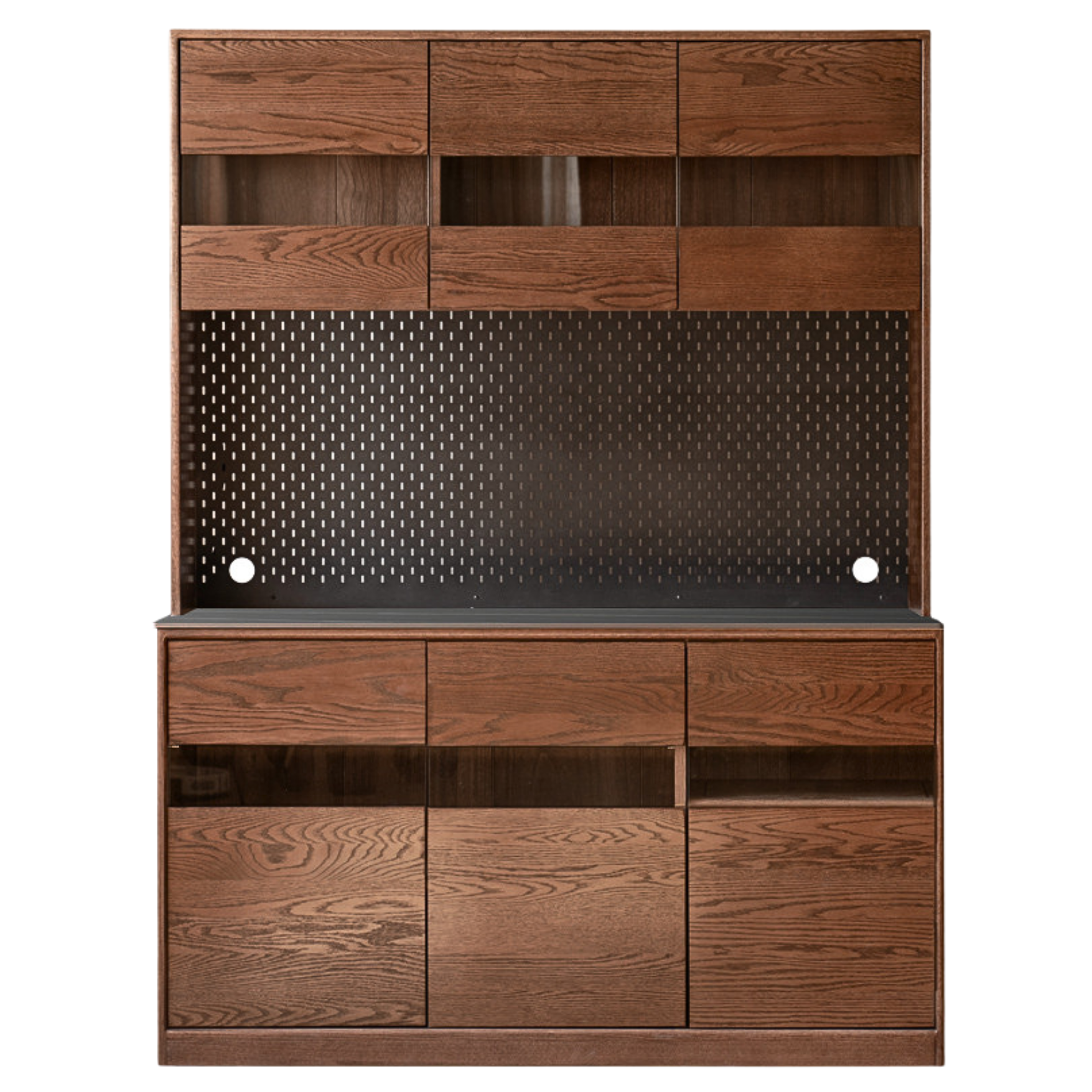 Oak Solid Wood Dining Storage Sideboard Against The Wall