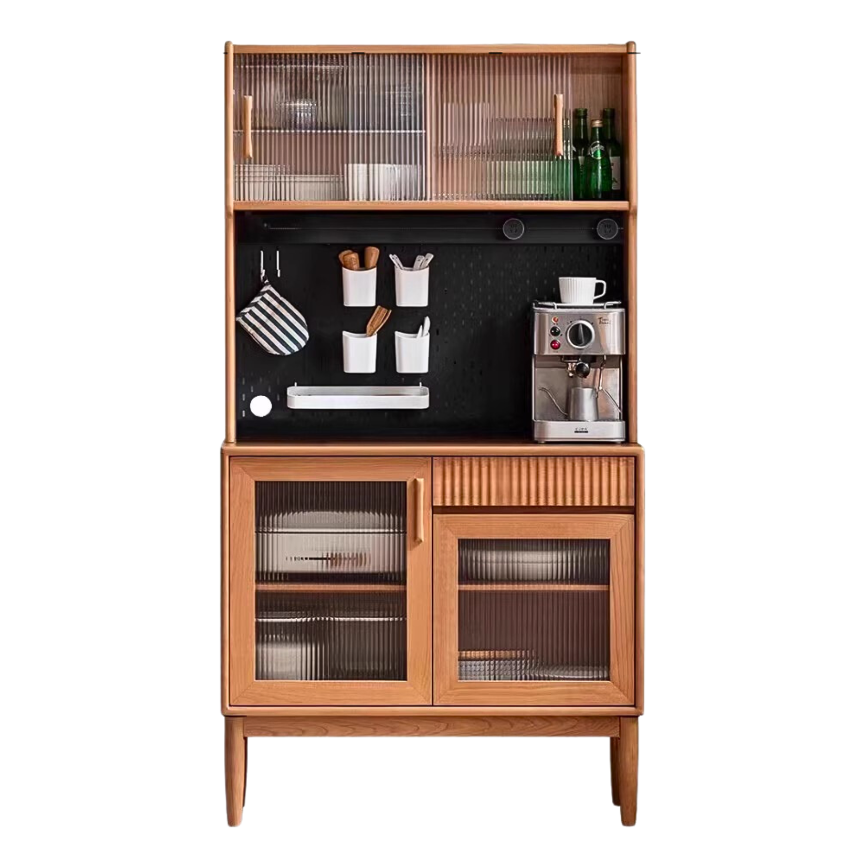 Cherry, Oak, Black Walnut Solid Wood Retro Dining Sideboard