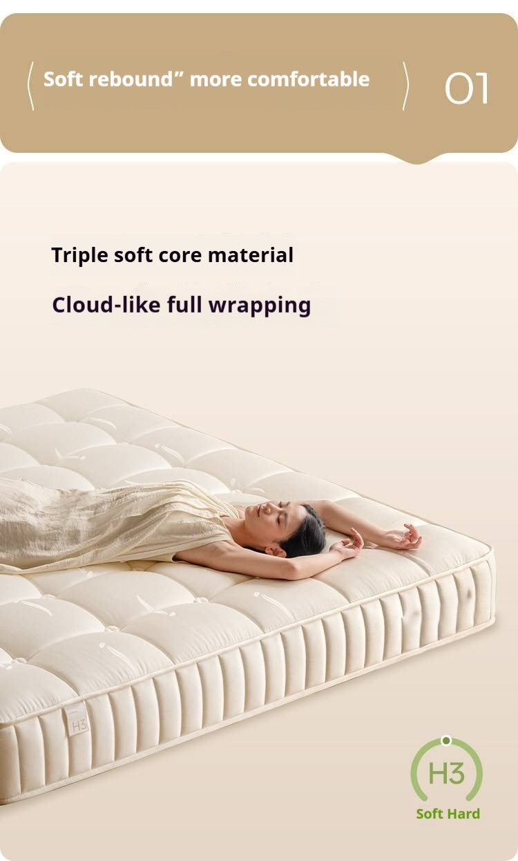 Zero-Glue Mattress 3D Breathable Thick Mattress Double Layer Independent Pocket Spring Back Support Mattress Cloud Cube Anti-mite Mattress 25 cm