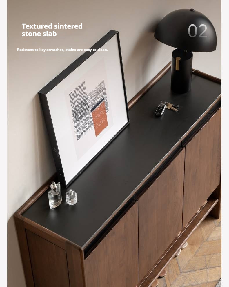 Black Walnut, Oak Solid Wood Italian Style Light Luxury Shoe Cabinet