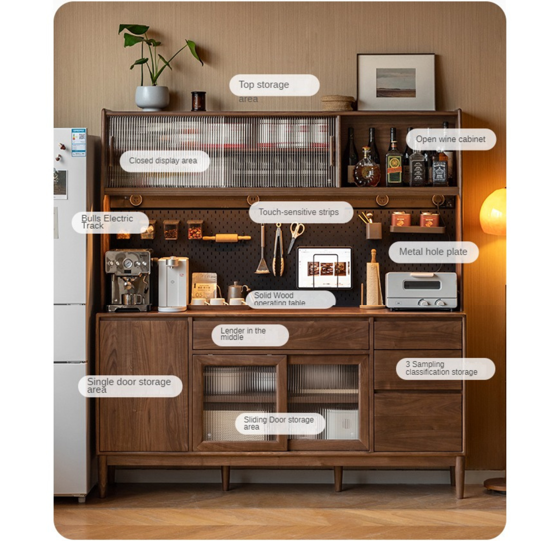Black Walnut Solid Wood Simple Modern Sideboard