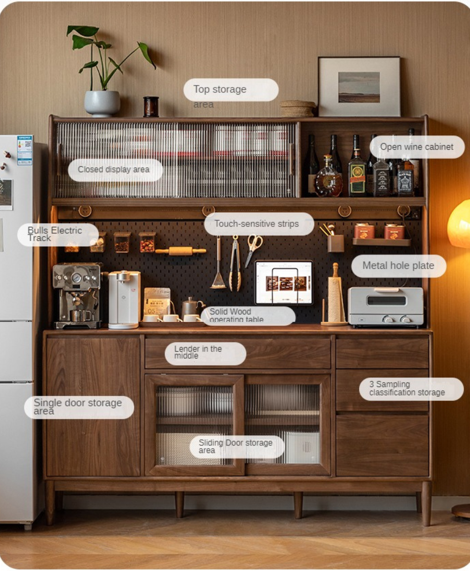Black Walnut Solid Wood Simple Modern Sideboard