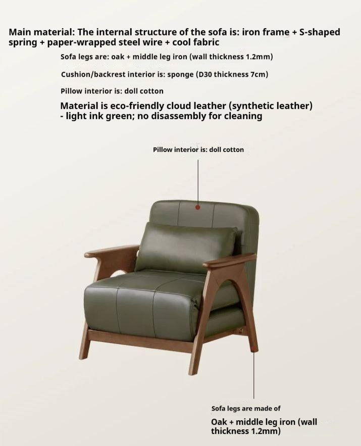 Oak Solid Wood A-Frame Accent Chair with Adjustable Backrest and Sleeper Function