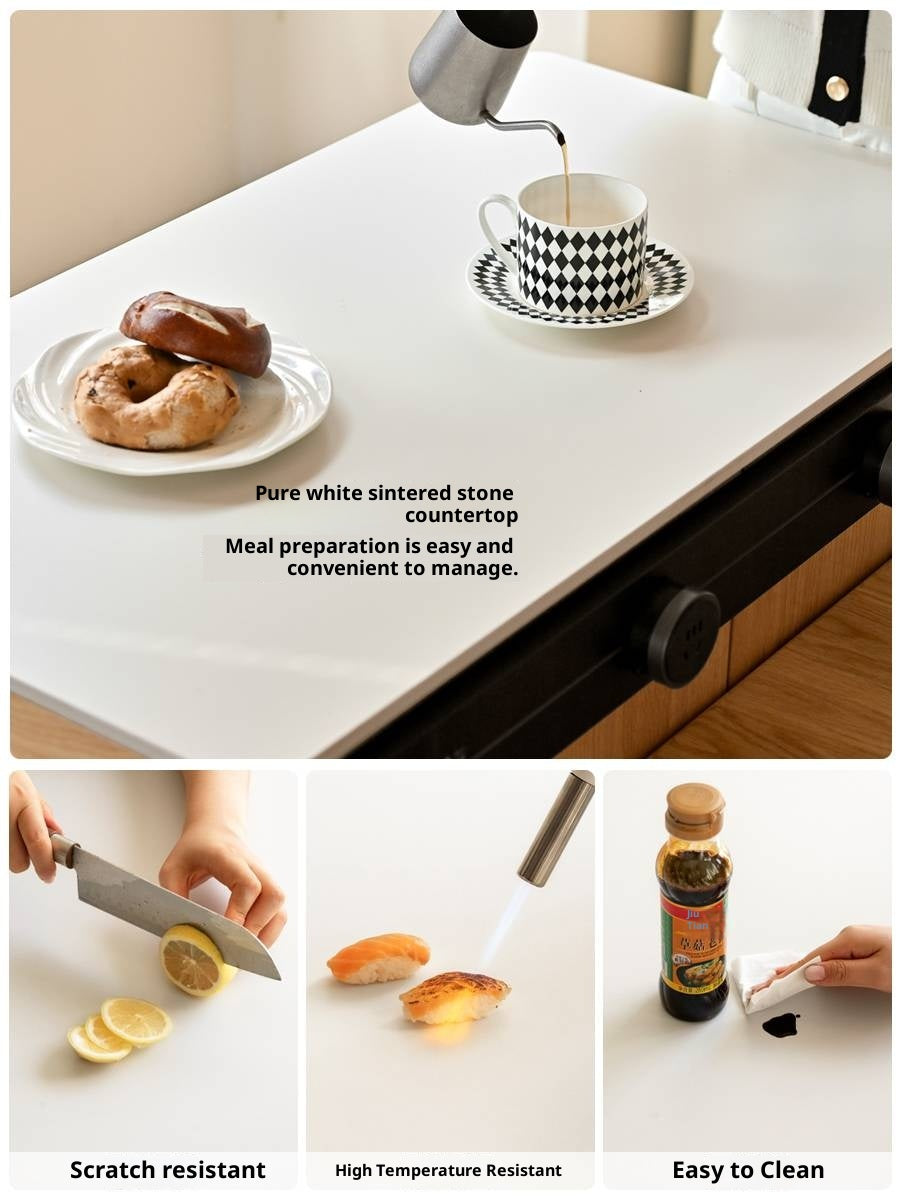 Oak, Beech Solid Wood Modern Rock Plate Island Table