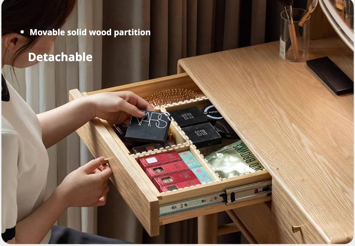 Ash Solid Wood Modern Style Vanity Table Multi Functional.