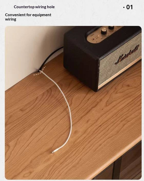 Cherry Solid Wood Retro Storage Side Cabinet.