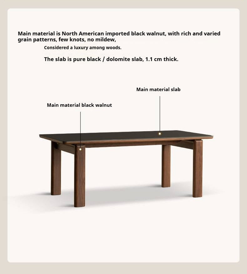 Black Walnut Solid Wood Dining Table Light Luxury Style