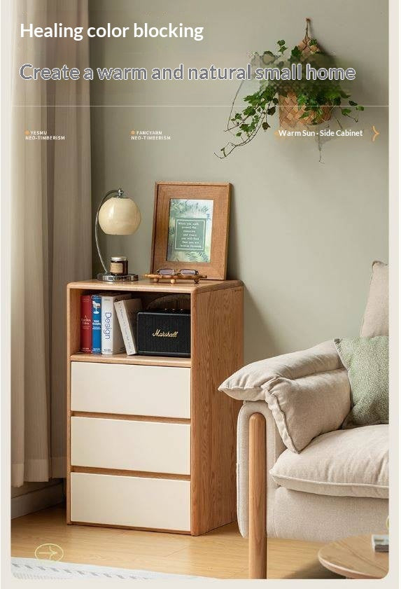 Oak Solid Wood Floor Side Cabinet