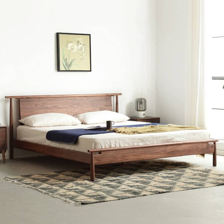 North American black walnut solid wood light luxury bed