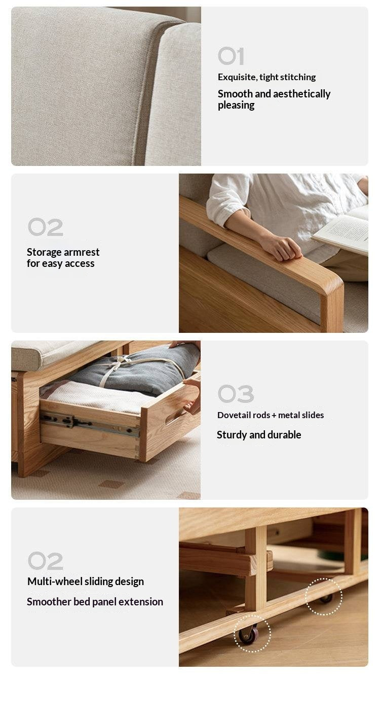 Oak, Ash Solid Wood Wood Daybed with Trundle and Storage Drawers