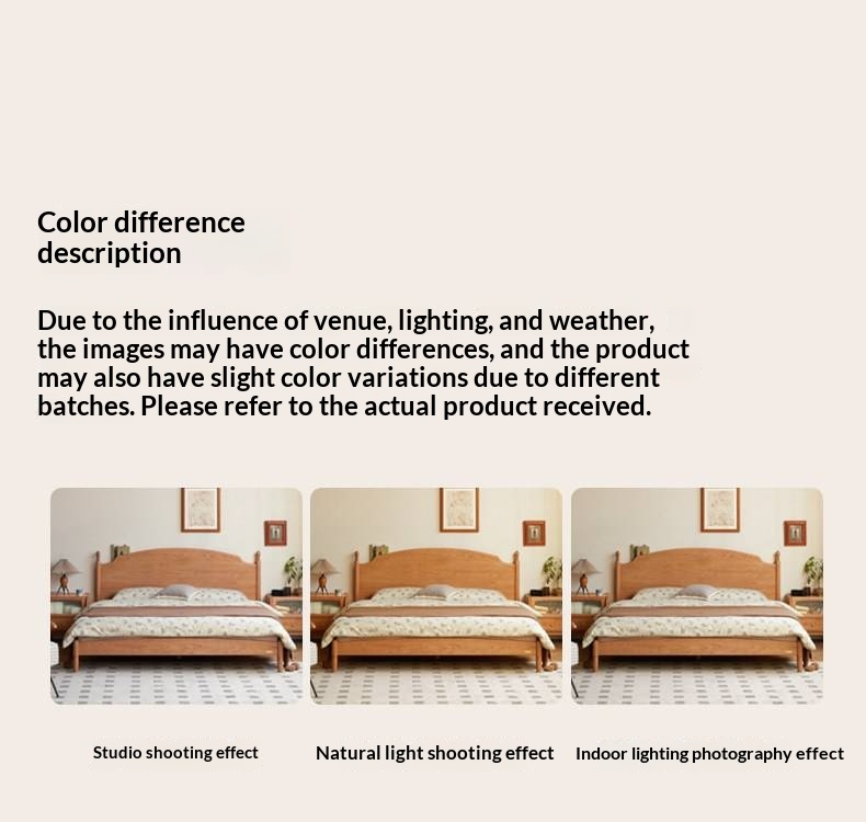 Cherry Solid Wood Bed — French Style Vintage Design